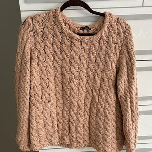 Zara Cable-Knit Scoopneck Sweater - Light Beige